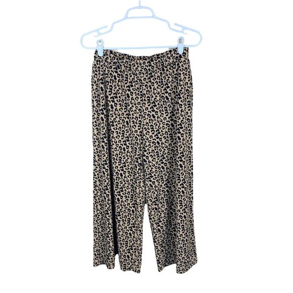Banana Republic Animal Print Wide Leg Cropped Flowy Palazzo Pants Women's S - Picture 2 of 4